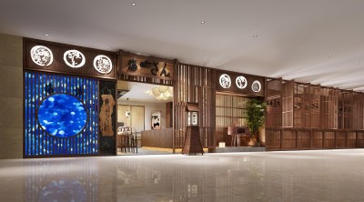 日式餐厅门头门面3D模型下载